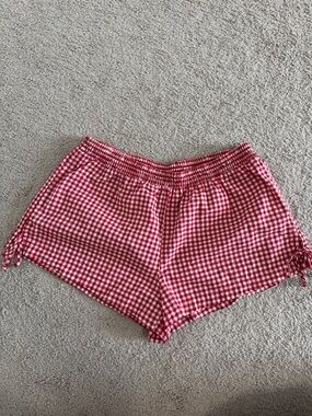 wild fable Red and White Gingham Shorts with Elastic Waist